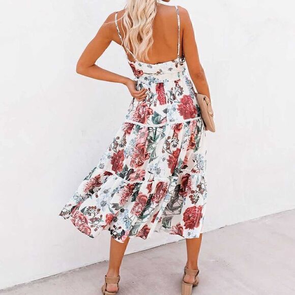 NWT L’atiste by Amy Floral MIDI Tiered Dress - S - Picture 2 of 16